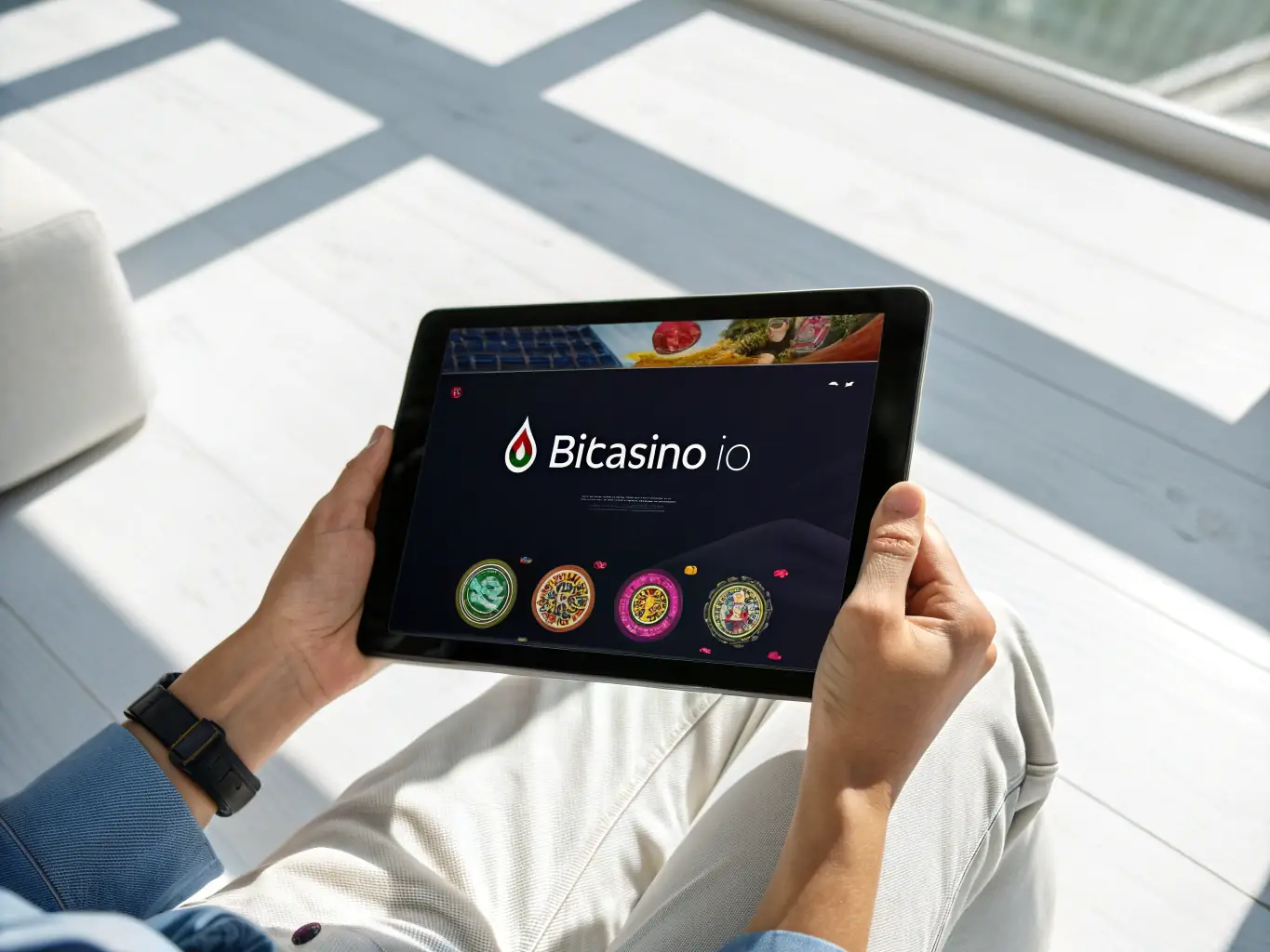 A screenshot of the CCZZ Casino app interface on a tablet, showcasing exclusive features and promotions available only to app users.